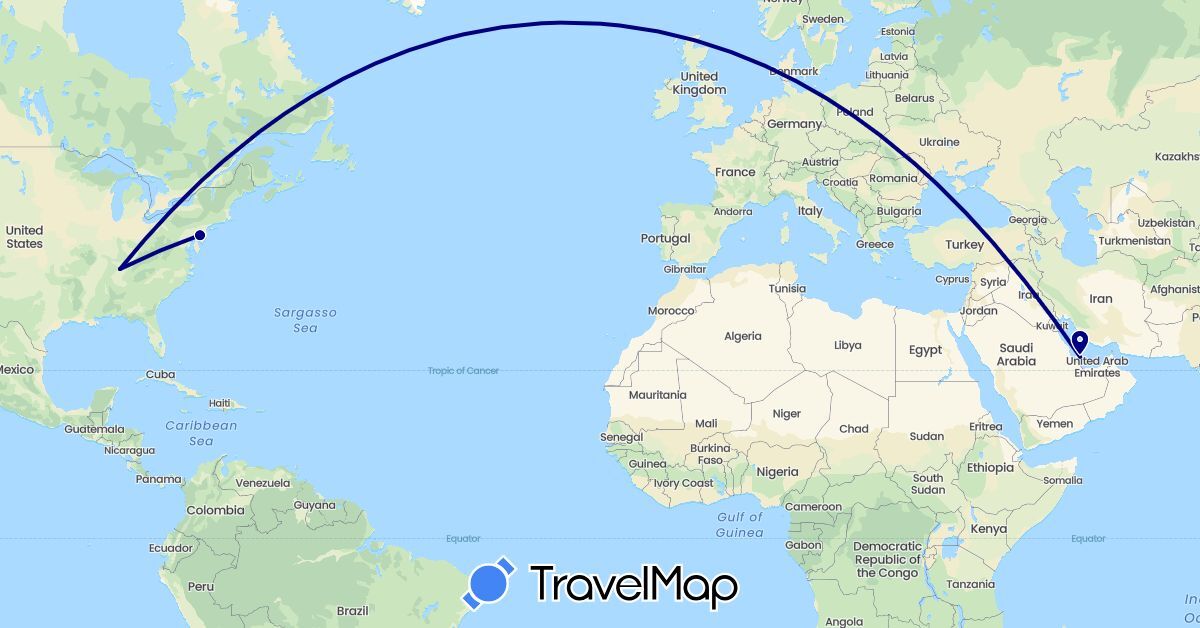 TravelMap itinerary: driving in Qatar, United States (Asia, North America)